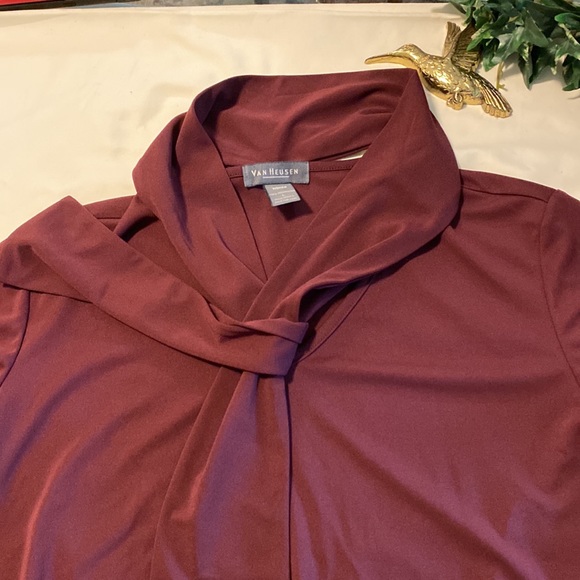 Van Heusen - Women Maroon, Tie, Long Sleeve, Tee Shirt - Picture 5 of 10